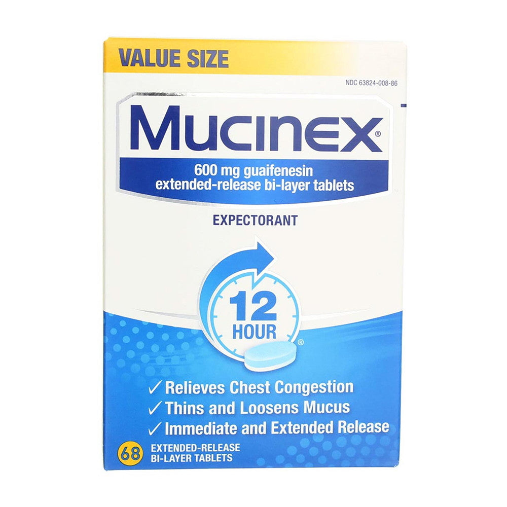 Mucinex 12 Hr Chest Congestion Expectorant, Tablets, 68 Ea
